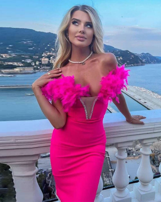 Feather Bandage Sleeveless Dress   