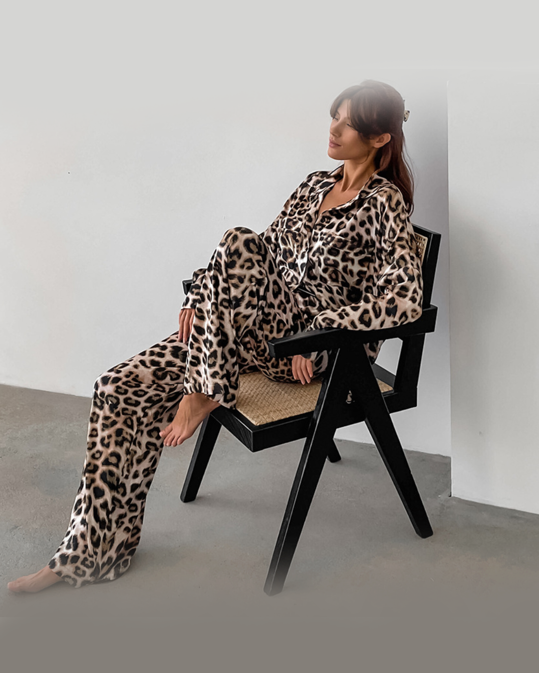 Leopard Print Pajamas Suit   