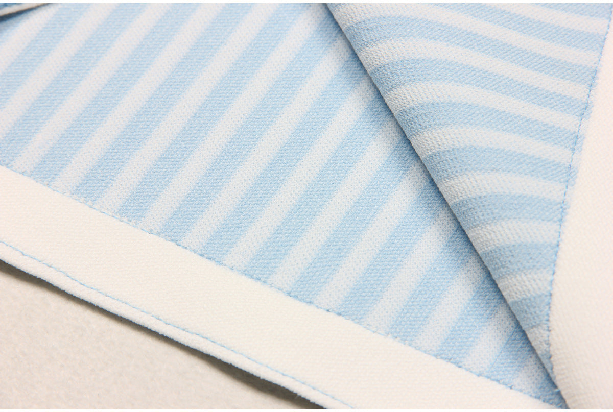 Sleeveless Knit Striped Collared pocket short Dress