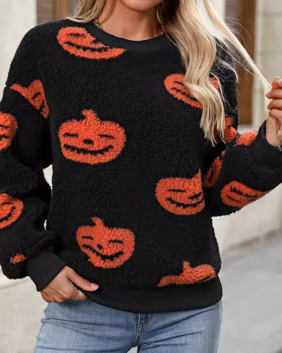 Halloween Printed Pullover Sweatshirt   