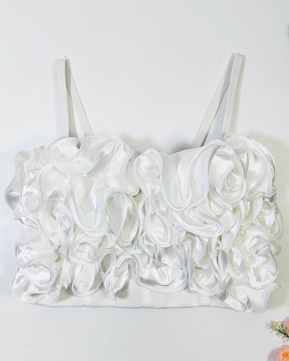 Ruffled Spaghetti Straps Corset 34/75B White 