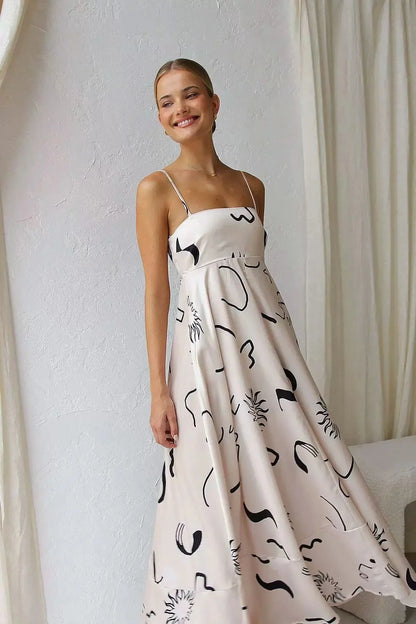 Sexy Off-Shoulder Backless Print Gown S Champagne color