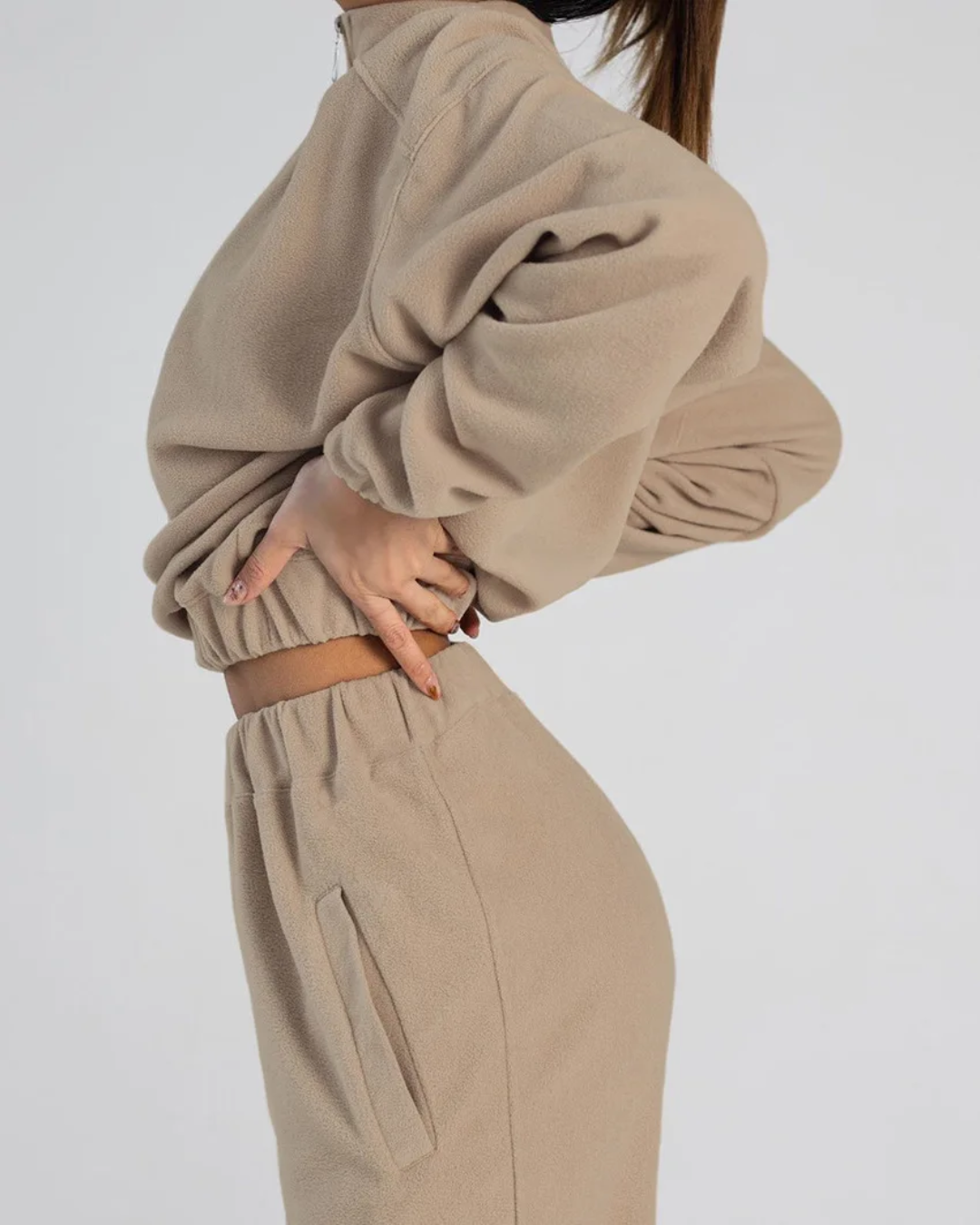 Zipper Sweatshirts and Sweatpants Two Piece Set   