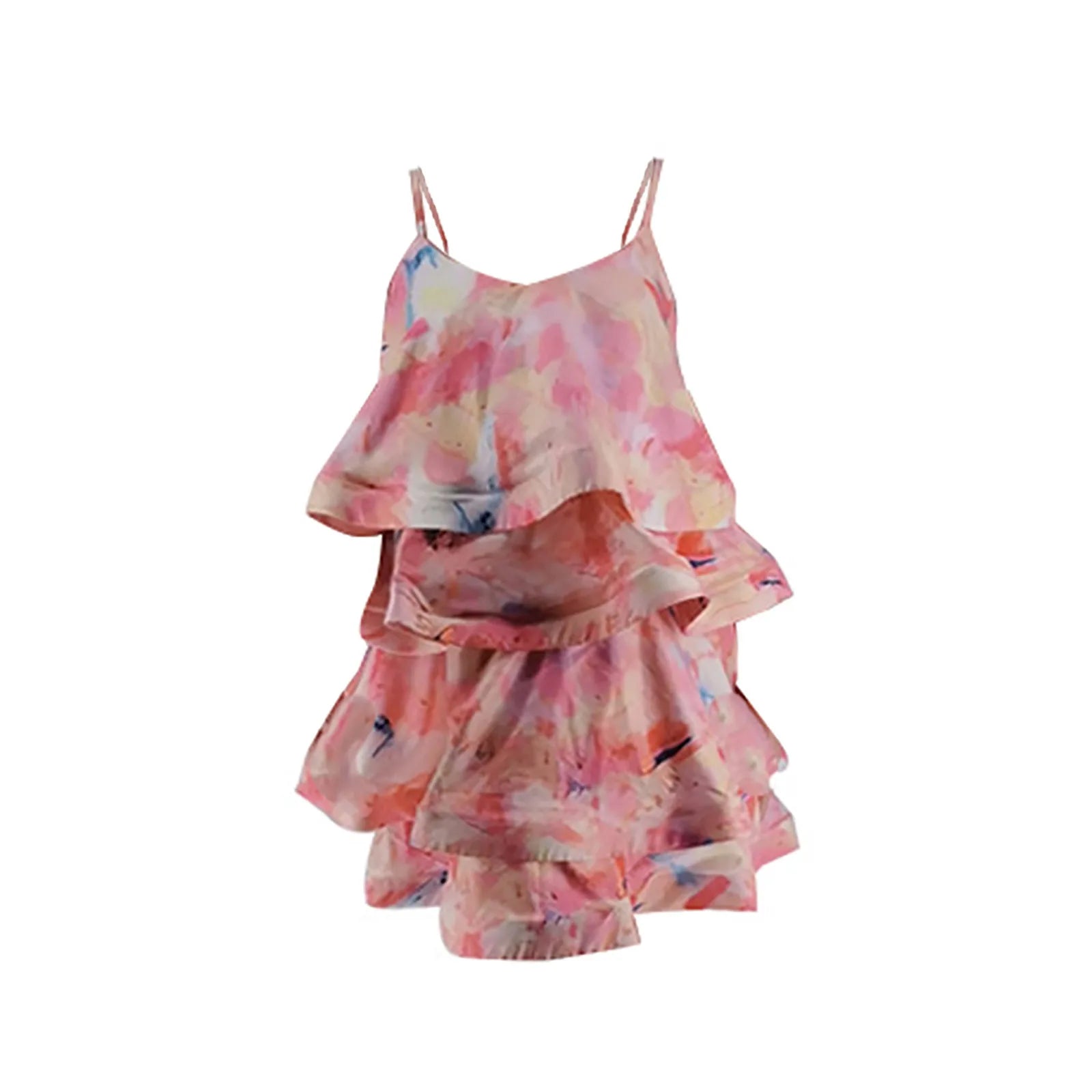 Layered Block Printed Suspender Sling Dress