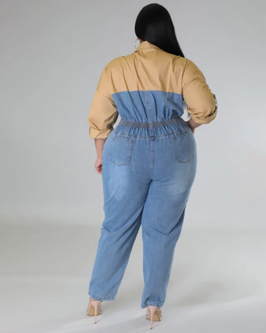 Plus Size One Piece Denim Jumpsuit   