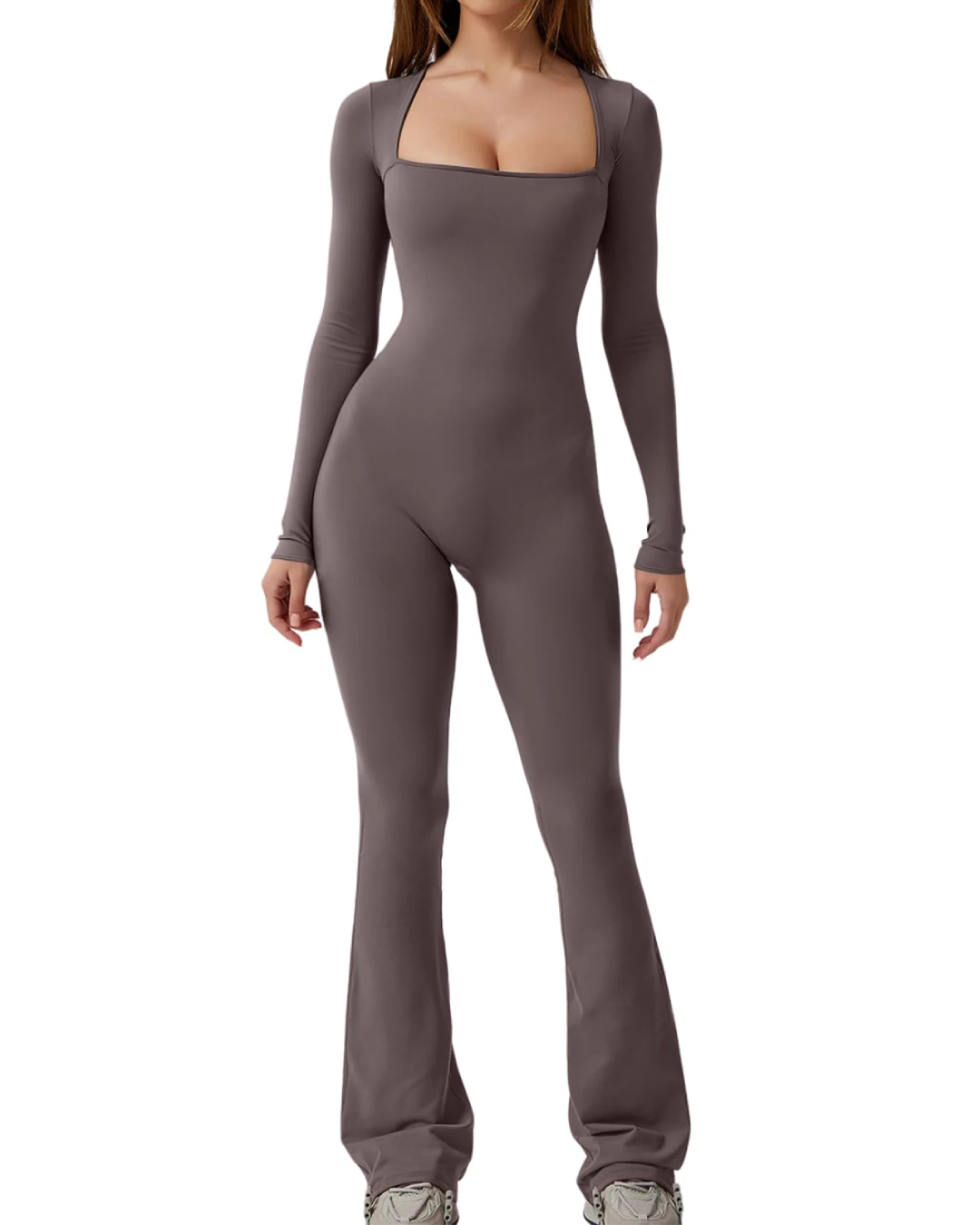 Long Sleeve Square Neck Jumpsuit   