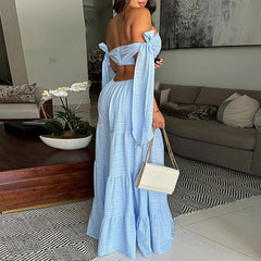 Backless Belted Off Shoulder Wide Leg Jumpsuits