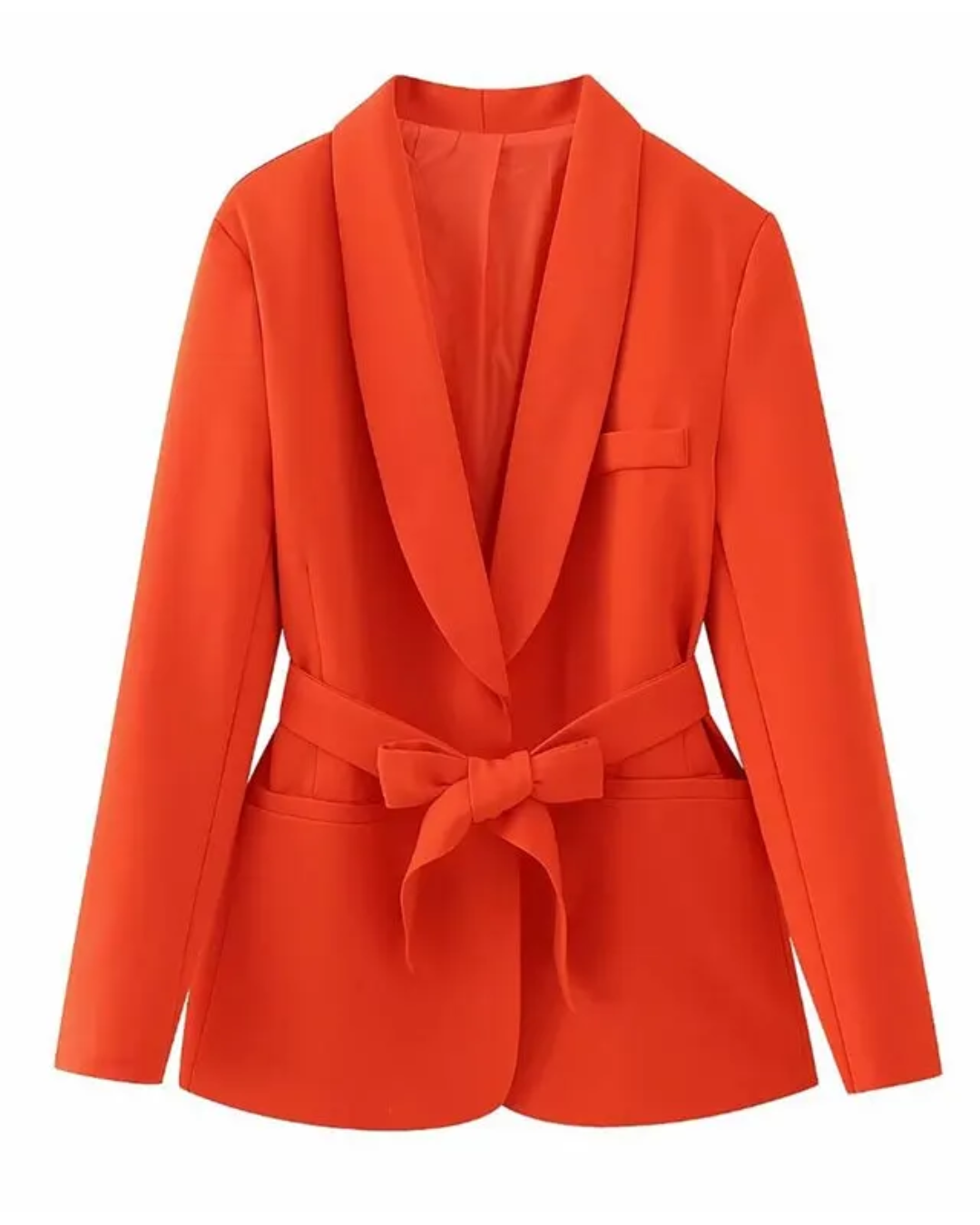 Belted Blazer Top & Pants Set Orange Blazer XS 