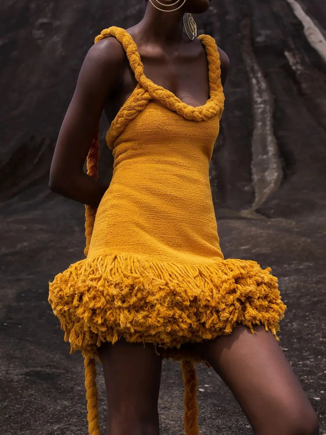 Halter Tassel Mini Knit Dress