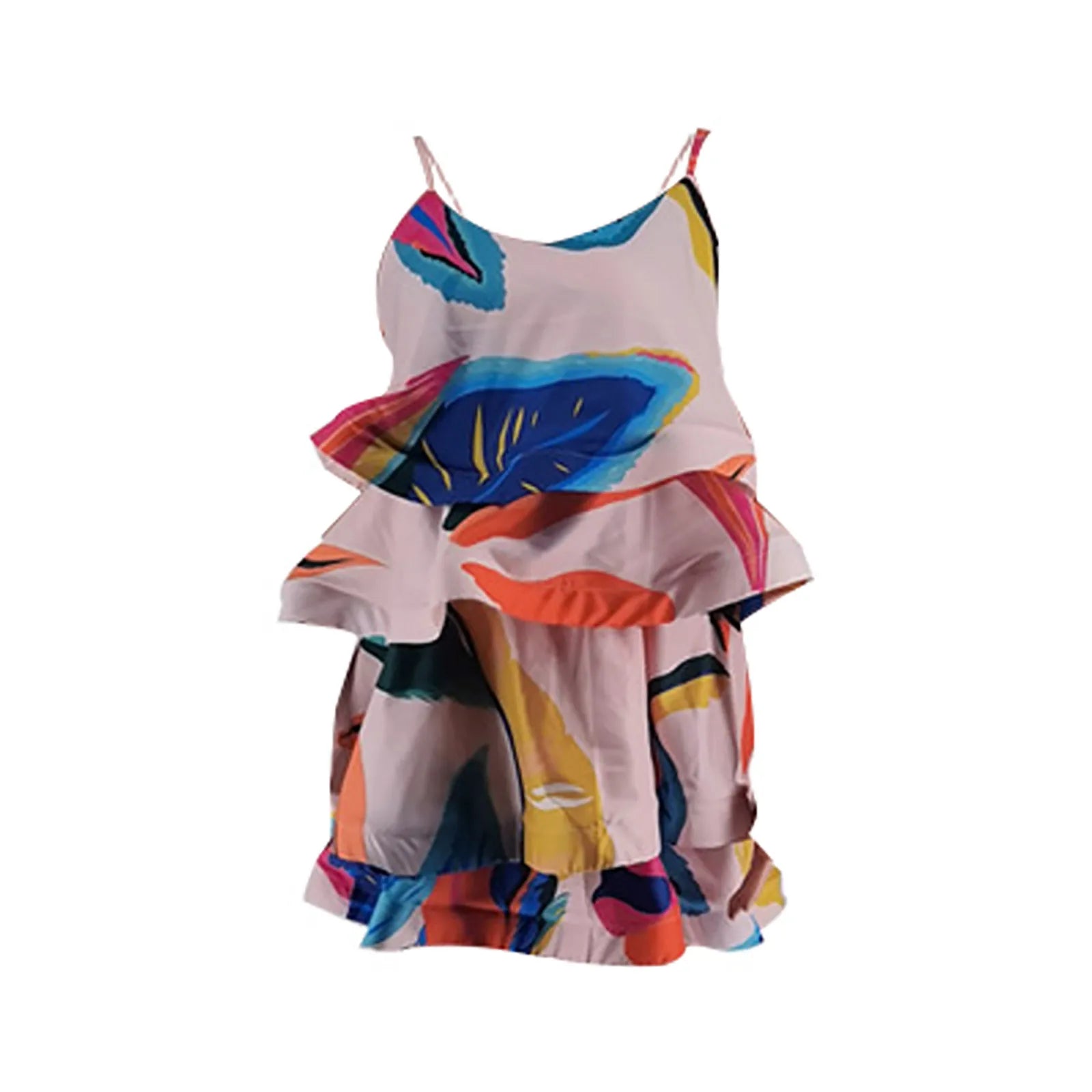 Layered Block Printed Suspender Sling Dress