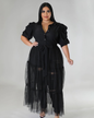Plus Size Mesh Patchwork Bandage Dress Black XL 