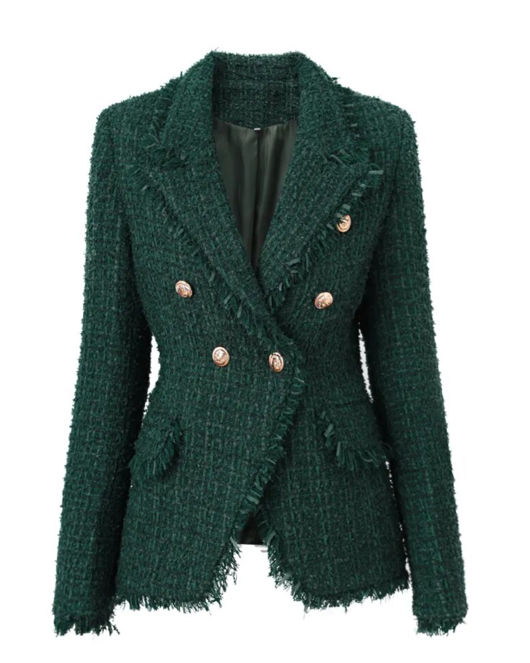 Woolen Vintage Tweed Blazer Green S 