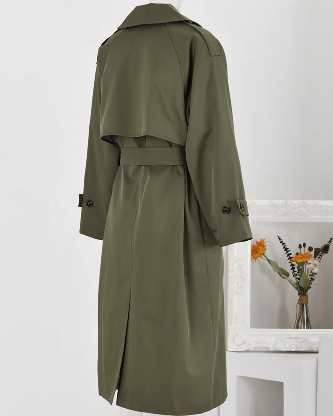 Double Breasted Solid Color Trench Coat   