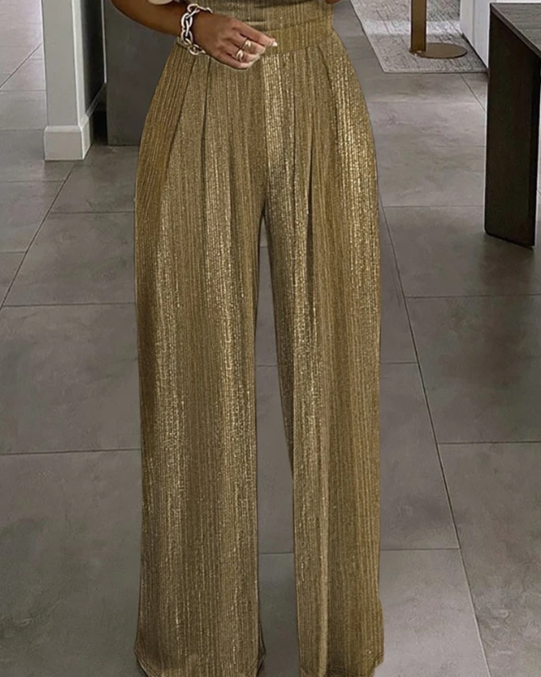 Cowl Neck Beaded Jumpsuit   