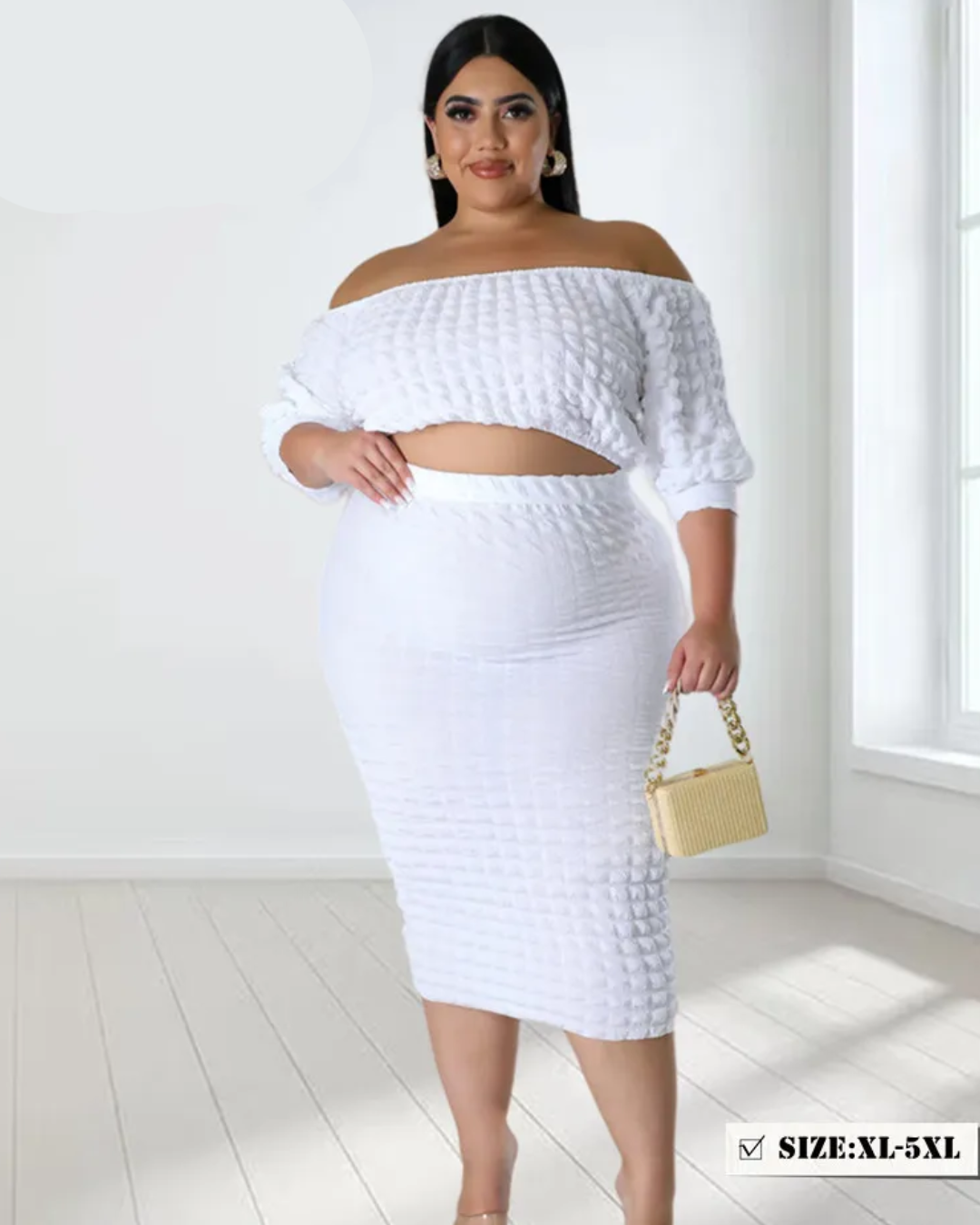 Plus Size Two Piece Skirts Outfits   