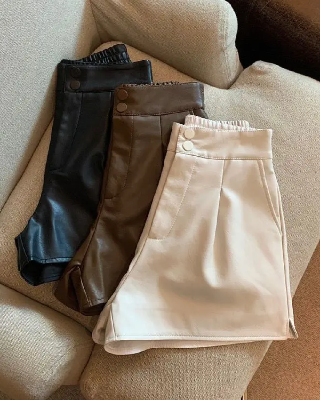 High Waist Leather Shorts   