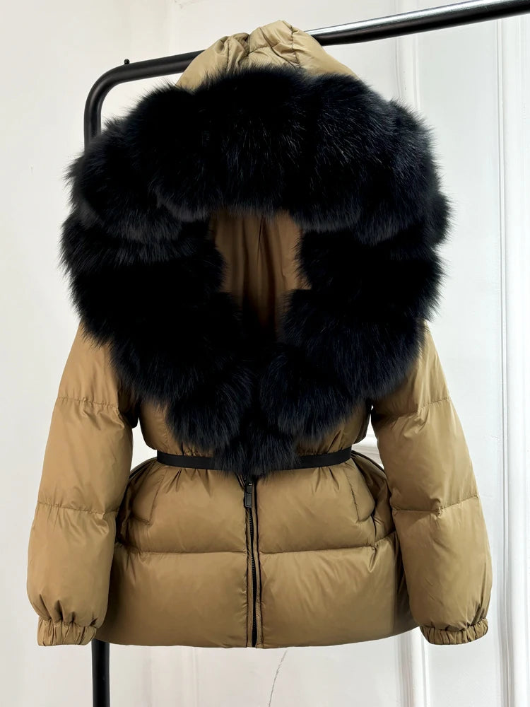 Winter Puffer Jacket Women Real Fox Fur Hooded Thick Warm real fox fur 8 L