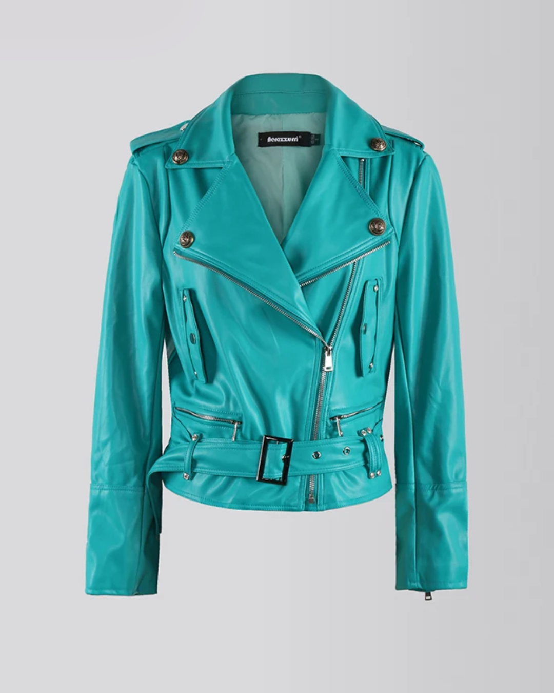 Oversized Leather Jacket Green S 