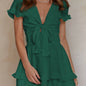 Deep V-Neck Tunic Waist Short Sleeve GN2 XL