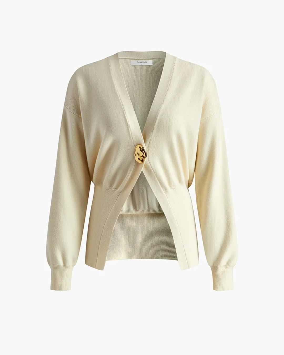 Deep V-Neck Knitted Cardigan Off White S 