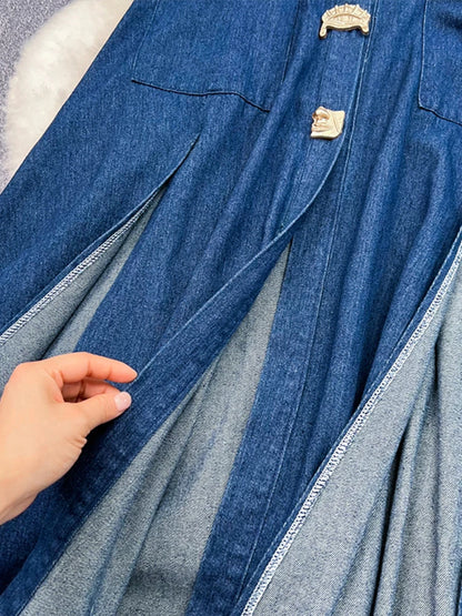 Sexy Sleeveless Denim Maxi Dress