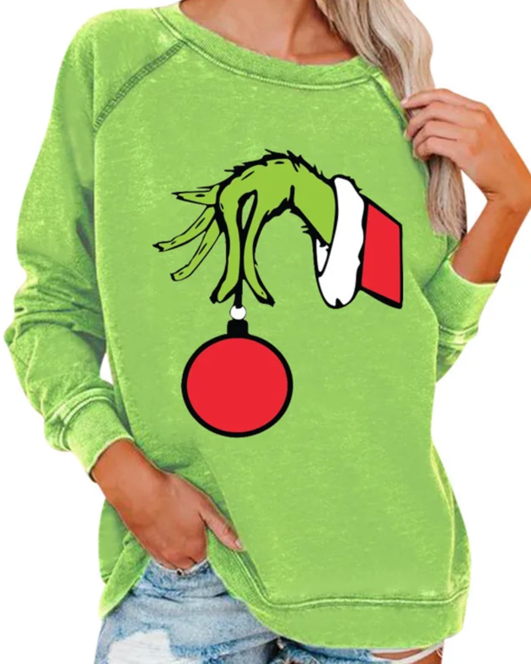 Cartoon Printed Long Sleeve Sweatshirt Christmas Light S 