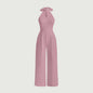 Off-Shoulder Halter Neck Jumpsuit Pink XS
