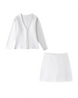 V-Neck Cardigan and High Waist Mini Skirts White Suit S 