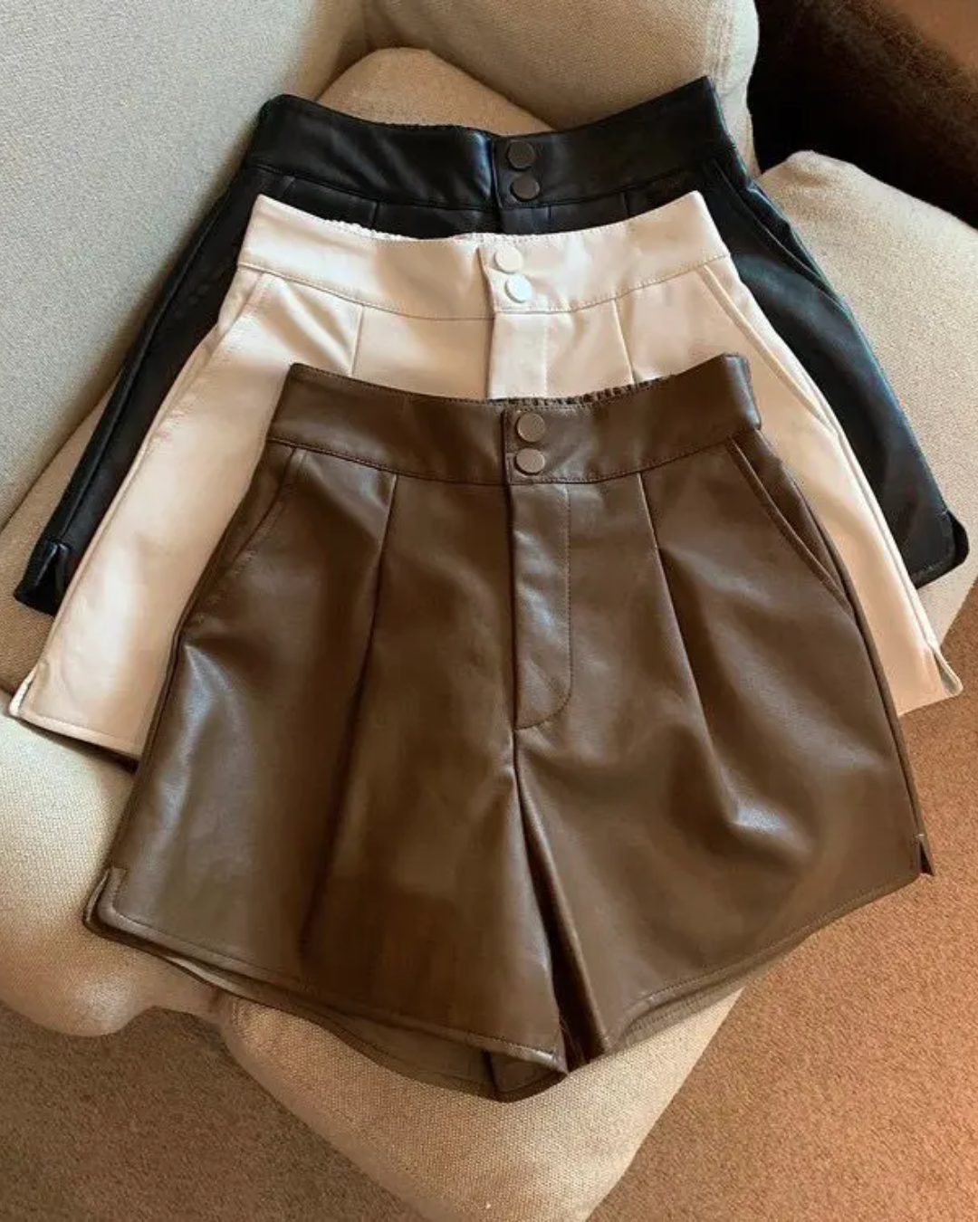 High Waist Leather Shorts   