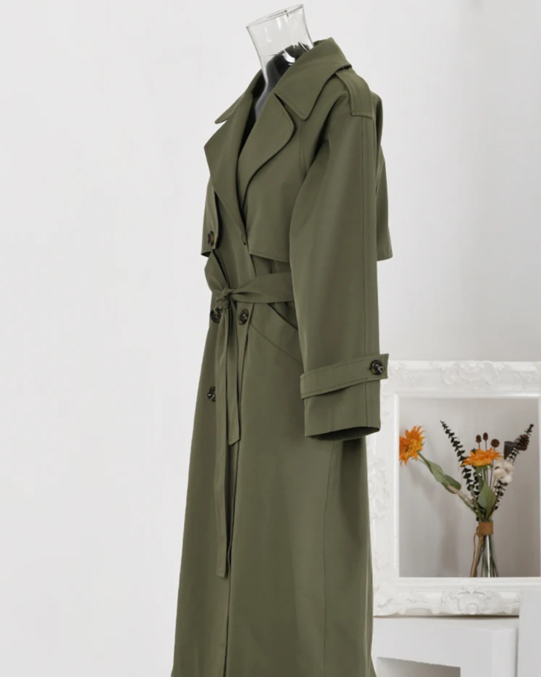 Double Breasted Solid Color Trench Coat   