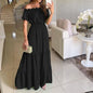Off Shoulder Hem Lace Up Maxi Dress black S