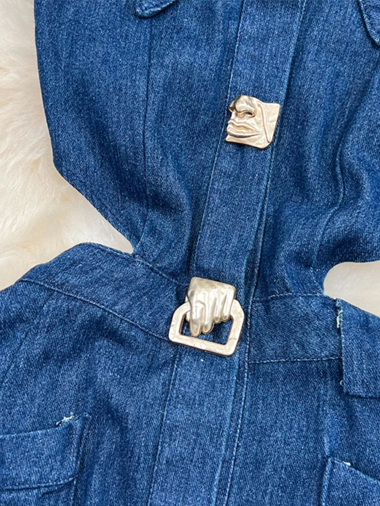 Sexy Sleeveless Denim Maxi Dress