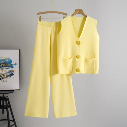 Golden Button Two Piece Set Yellow One Size