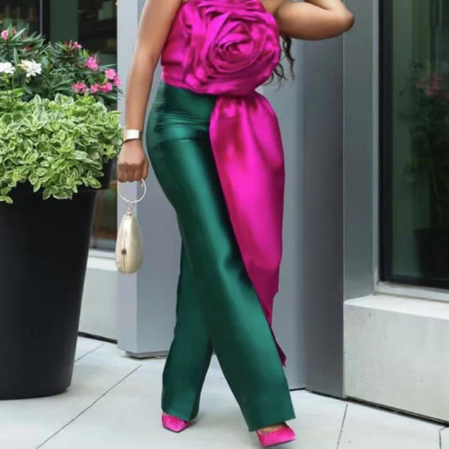 Elegant Backless 3D Flower Strapless Top