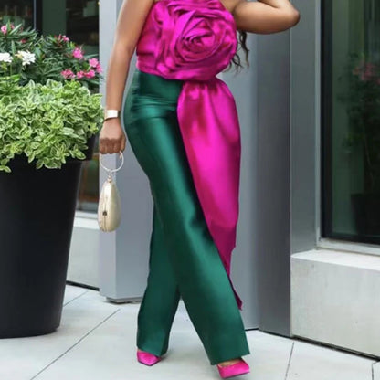 Elegant Backless 3D Flower Strapless Top
