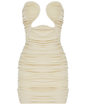 Draped Strapless Mini Dress Beige M 