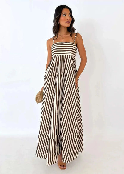 Sexy Off-Shoulder Backless Print Gown L Light Brown