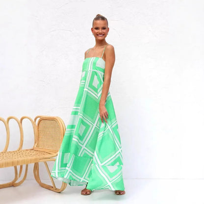 Sexy Off-Shoulder Backless Print Gown