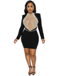 Pearl Mesh Bodycon Dress Black S 