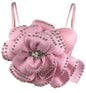 Sexy Beaded Flower Corset Crop Top Pink XL