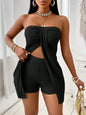 Strapless Bandeau Top Shorts Suit black S