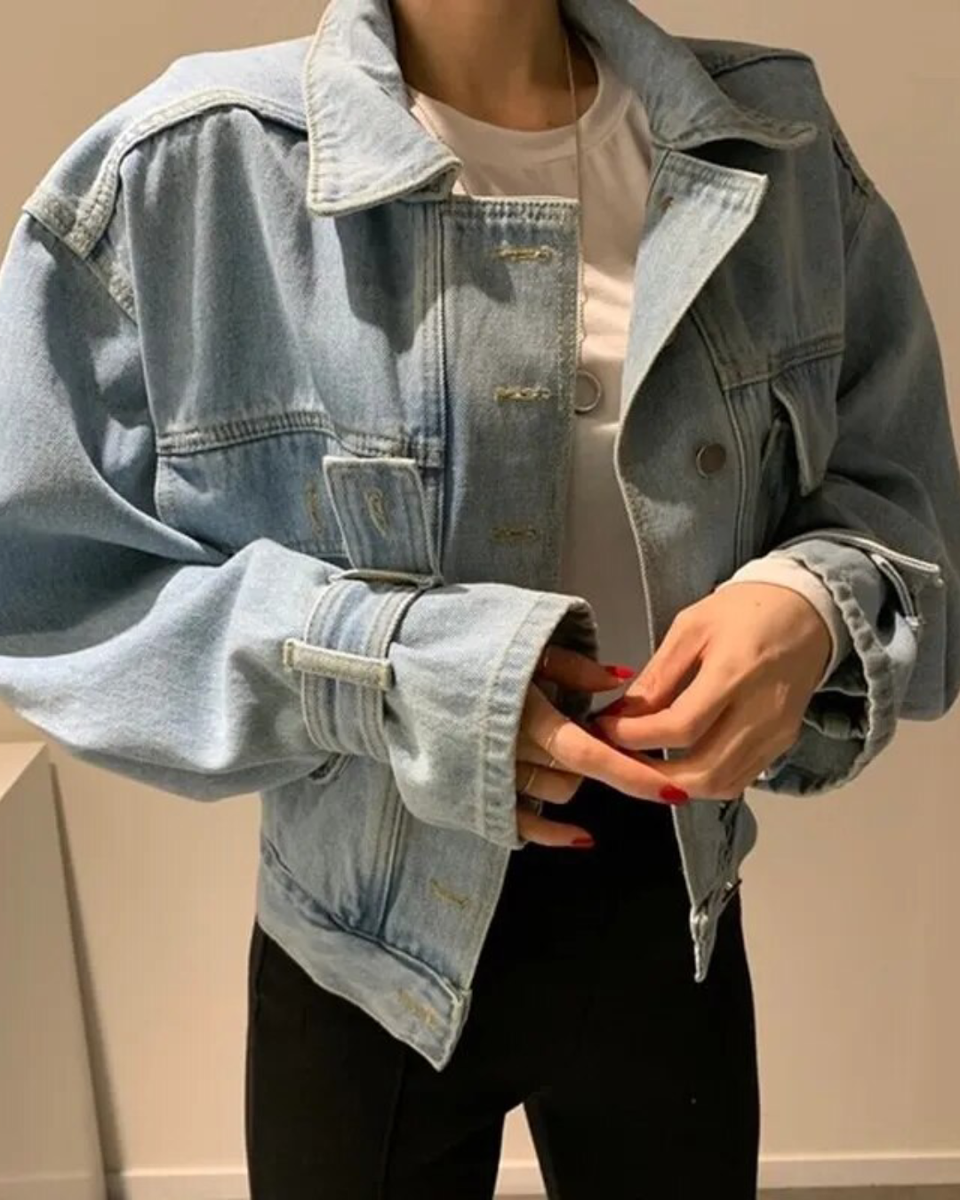 Turn Down Collar Single Breasted Crop Jacket   