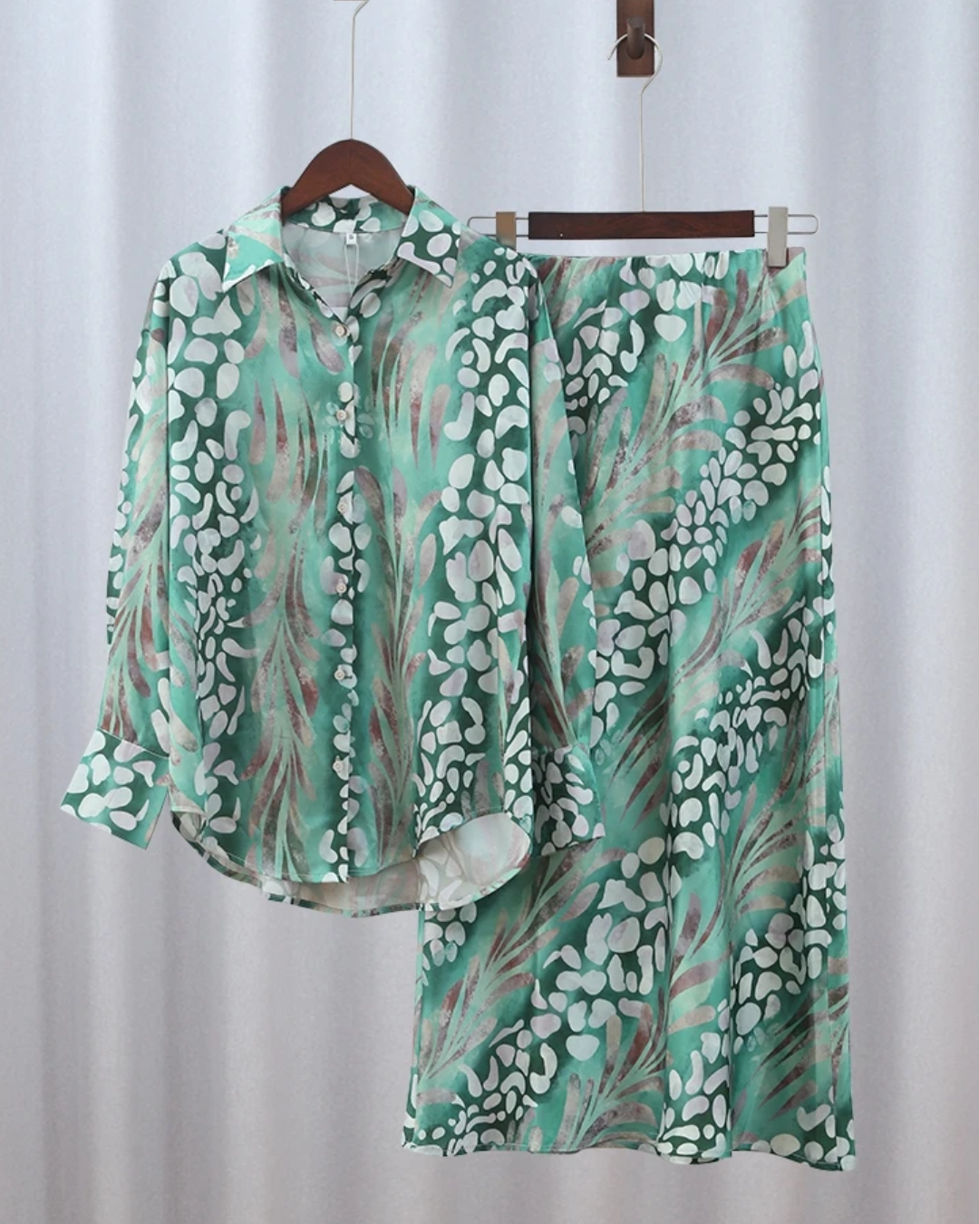 Printed Lapel Long Sleeves Suit Green Suit S 