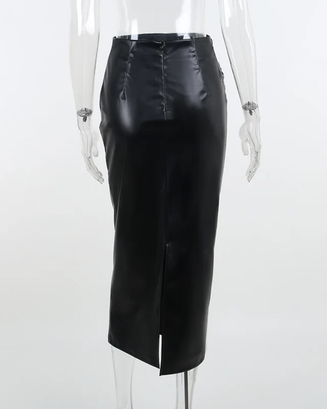 Ruched Leather Midi Skirts   