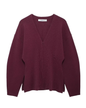 V-Neck Cardigan and High Waist Mini Skirts Wine Red Top S 