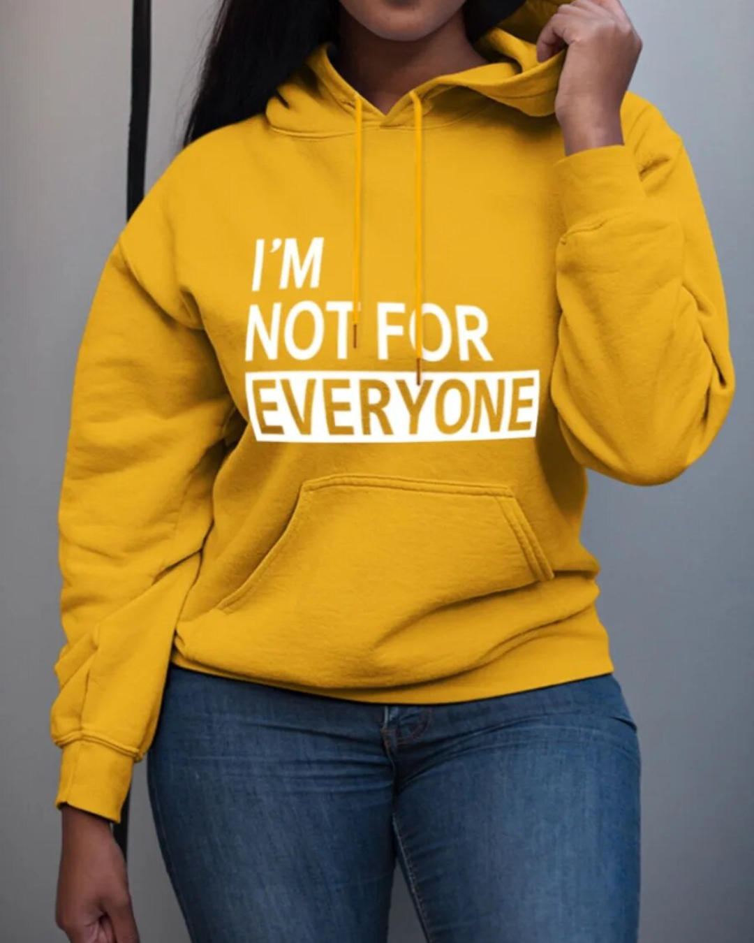 Plus Size Letter Print Hoodie Yellow L 