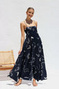 Sexy Off-Shoulder Backless Print Gown S Dark Blue