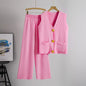 Golden Button Two Piece Set Pink One Size