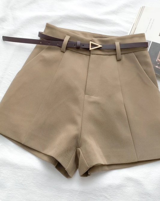A-line High Waist Shorts Apricot S 