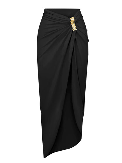 Buckled Swimsuit And Long Skirt